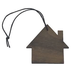 Simple 2” House Christmas Ornament Handcrafted Walnut Wood Black Hanger Decor